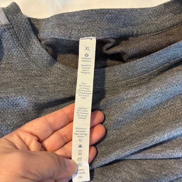 Lululemon Athletica Gray Two Tone Metal Vent Tech Athletic Short Sleeve-‎ XL - Picture 6 of 6